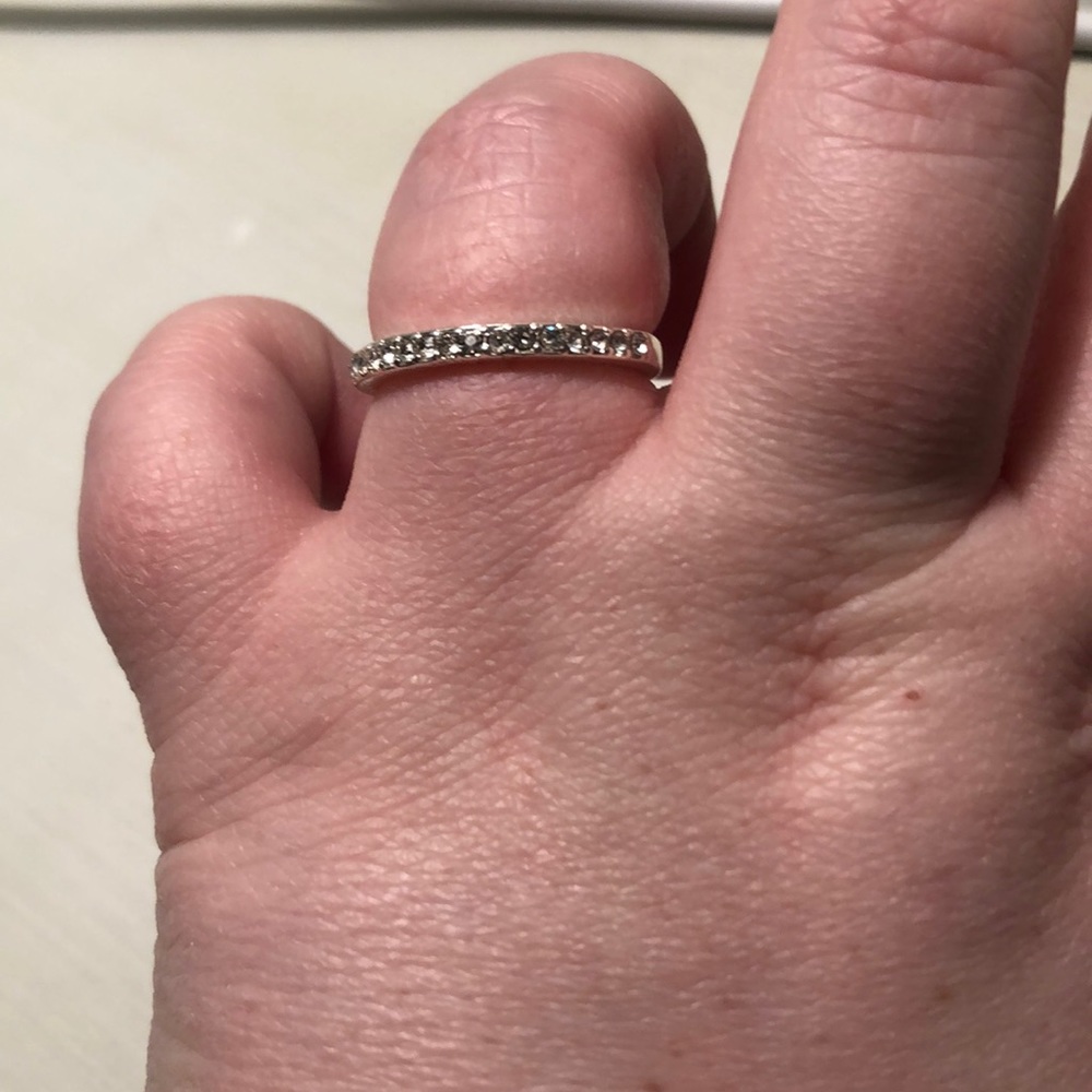Silver band with cubic zirconia